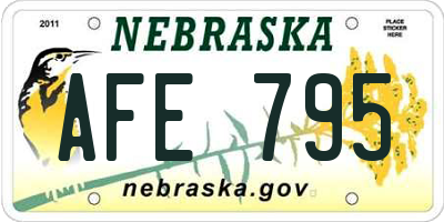 NE license plate AFE795