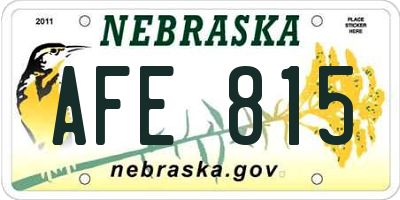 NE license plate AFE815