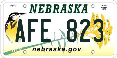 NE license plate AFE823