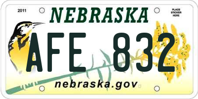 NE license plate AFE832
