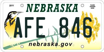 NE license plate AFE846