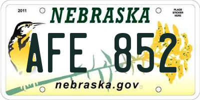 NE license plate AFE852