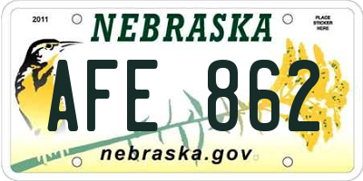 NE license plate AFE862