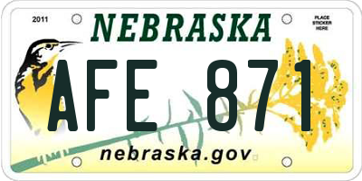 NE license plate AFE871