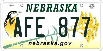 NE license plate AFE877