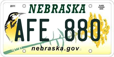 NE license plate AFE880