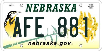 NE license plate AFE881