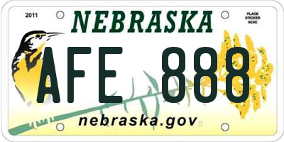 NE license plate AFE888