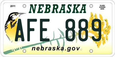 NE license plate AFE889