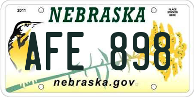 NE license plate AFE898