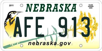 NE license plate AFE913