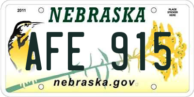 NE license plate AFE915