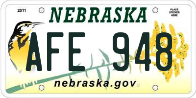 NE license plate AFE948