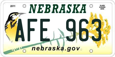 NE license plate AFE963