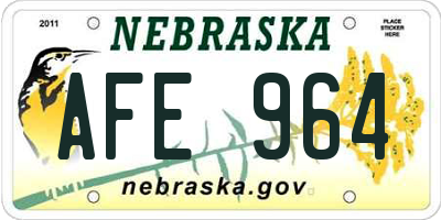 NE license plate AFE964