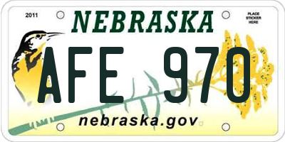 NE license plate AFE970