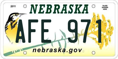 NE license plate AFE971
