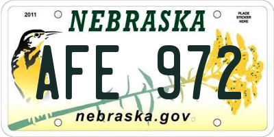 NE license plate AFE972
