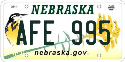 NE license plate AFE995