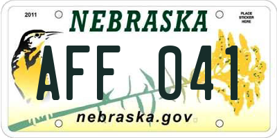 NE license plate AFF041