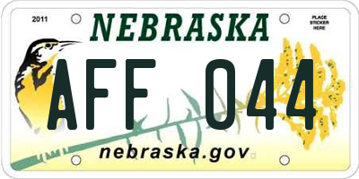 NE license plate AFF044