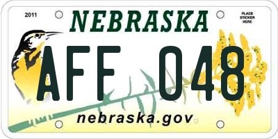 NE license plate AFF048