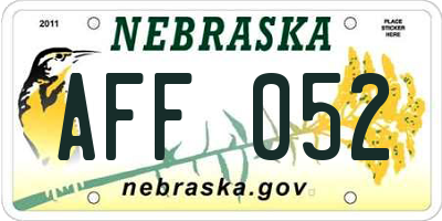 NE license plate AFF052