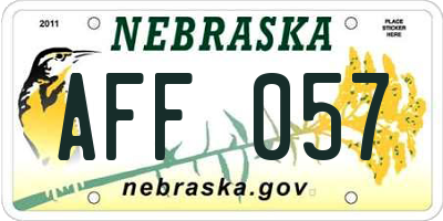 NE license plate AFF057