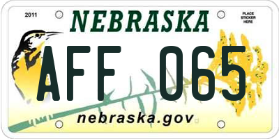 NE license plate AFF065