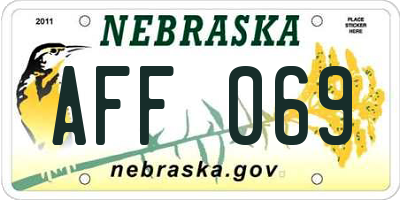 NE license plate AFF069