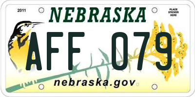 NE license plate AFF079