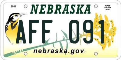NE license plate AFF091