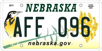 NE license plate AFF096