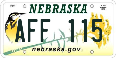 NE license plate AFF115