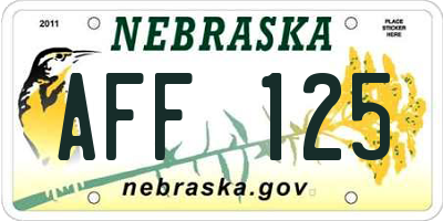 NE license plate AFF125