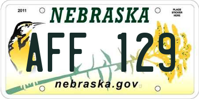 NE license plate AFF129