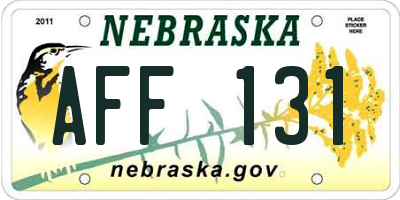 NE license plate AFF131