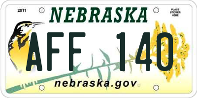 NE license plate AFF140