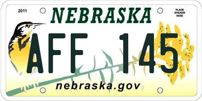 NE license plate AFF145