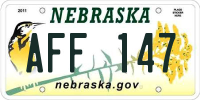 NE license plate AFF147