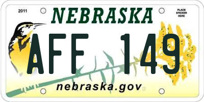 NE license plate AFF149