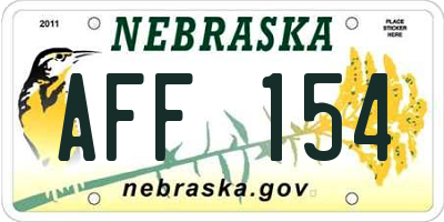 NE license plate AFF154