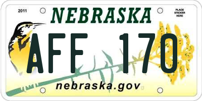 NE license plate AFF170