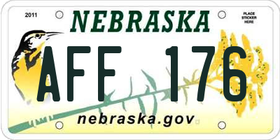NE license plate AFF176