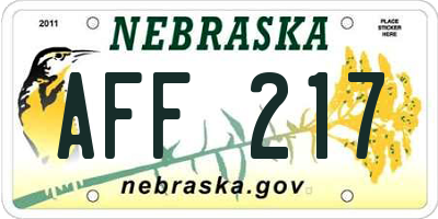 NE license plate AFF217