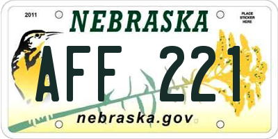 NE license plate AFF221