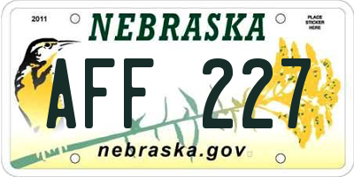NE license plate AFF227