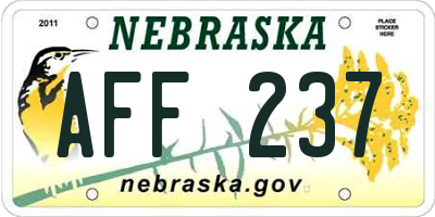 NE license plate AFF237