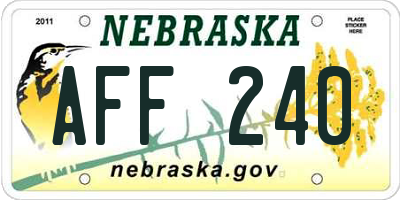 NE license plate AFF240