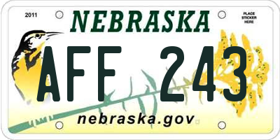 NE license plate AFF243